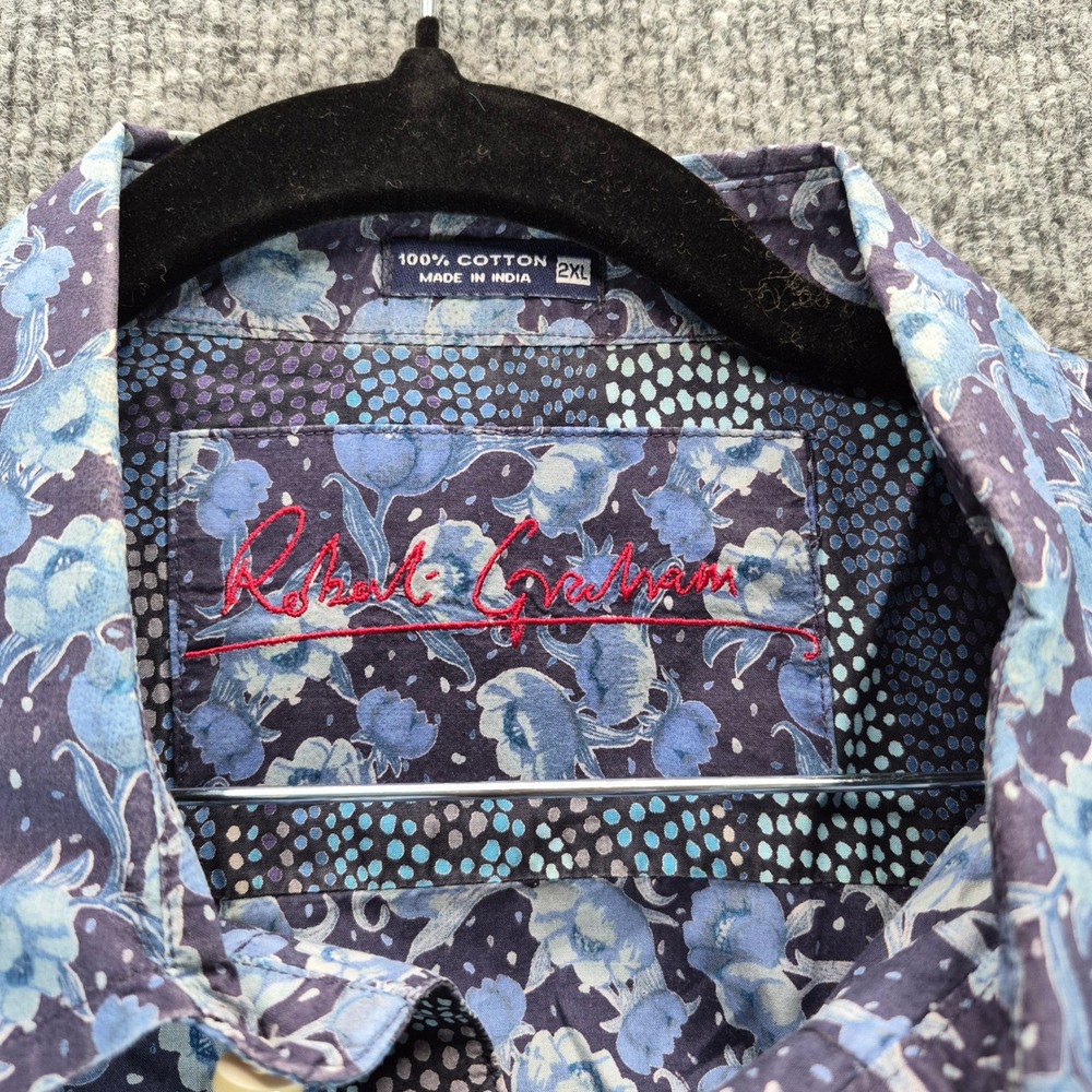 Robert Graham Button Down Floral Print 2XL Blue Mens - Picture 4 of 9